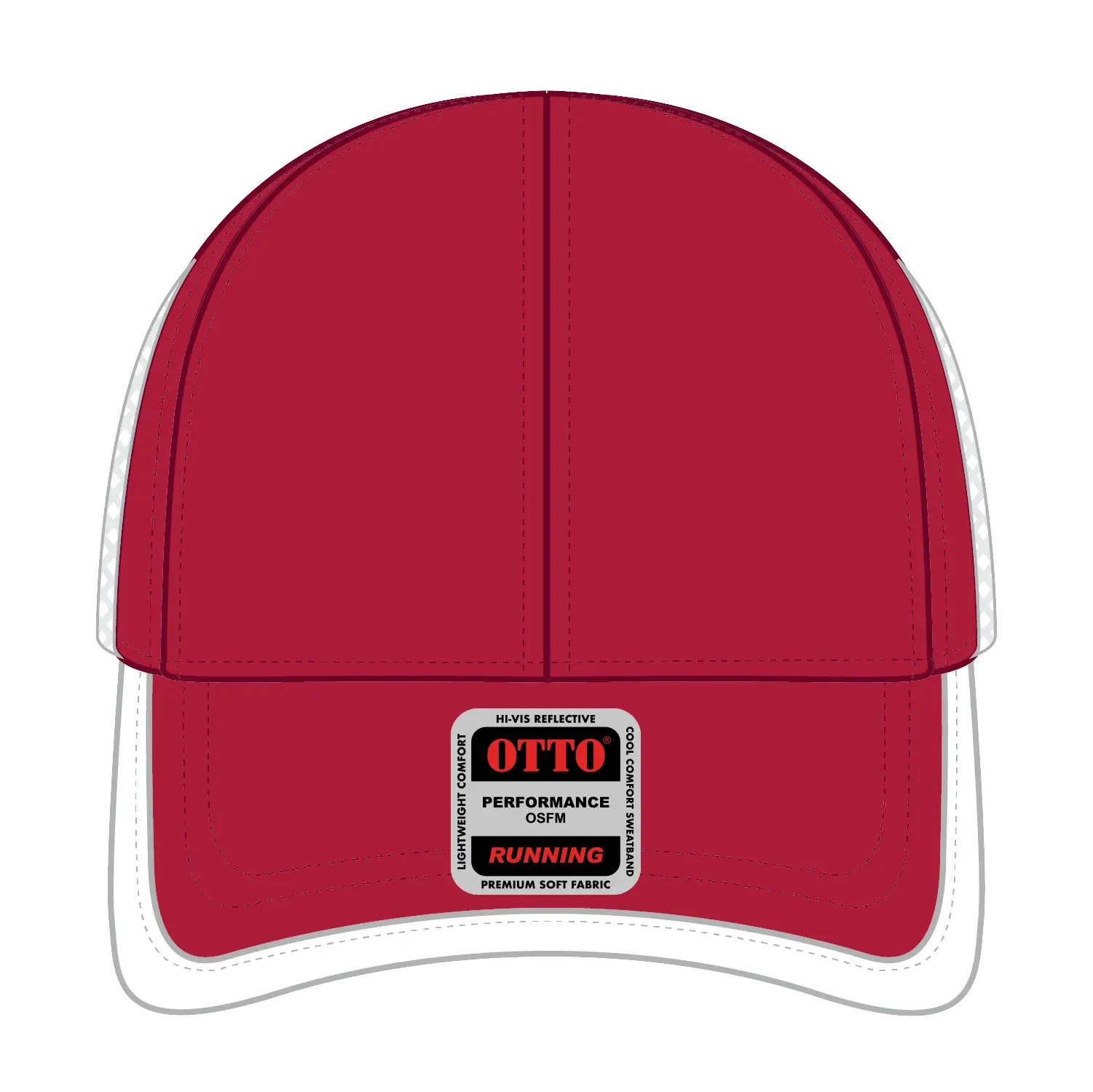 OTTO 133-1254 Upf 50+ 6 Panel Running Cap - Red/Wht - Red/Wht / 6 1/2’’ - 7 5/8’’