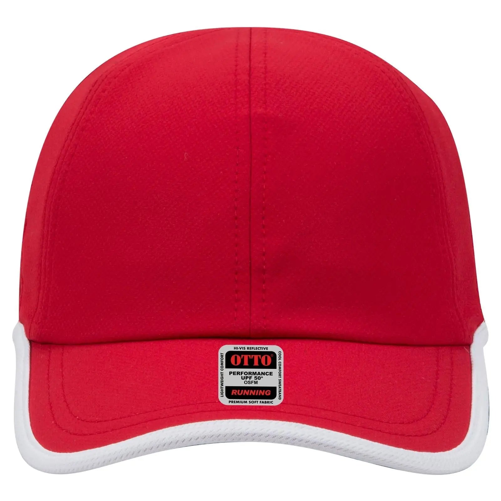 OTTO 133-1254 Upf 50+ 6 Panel Running Cap - Red/Wht - Red/Wht / 6 1/2’’ - 7 5/8’’