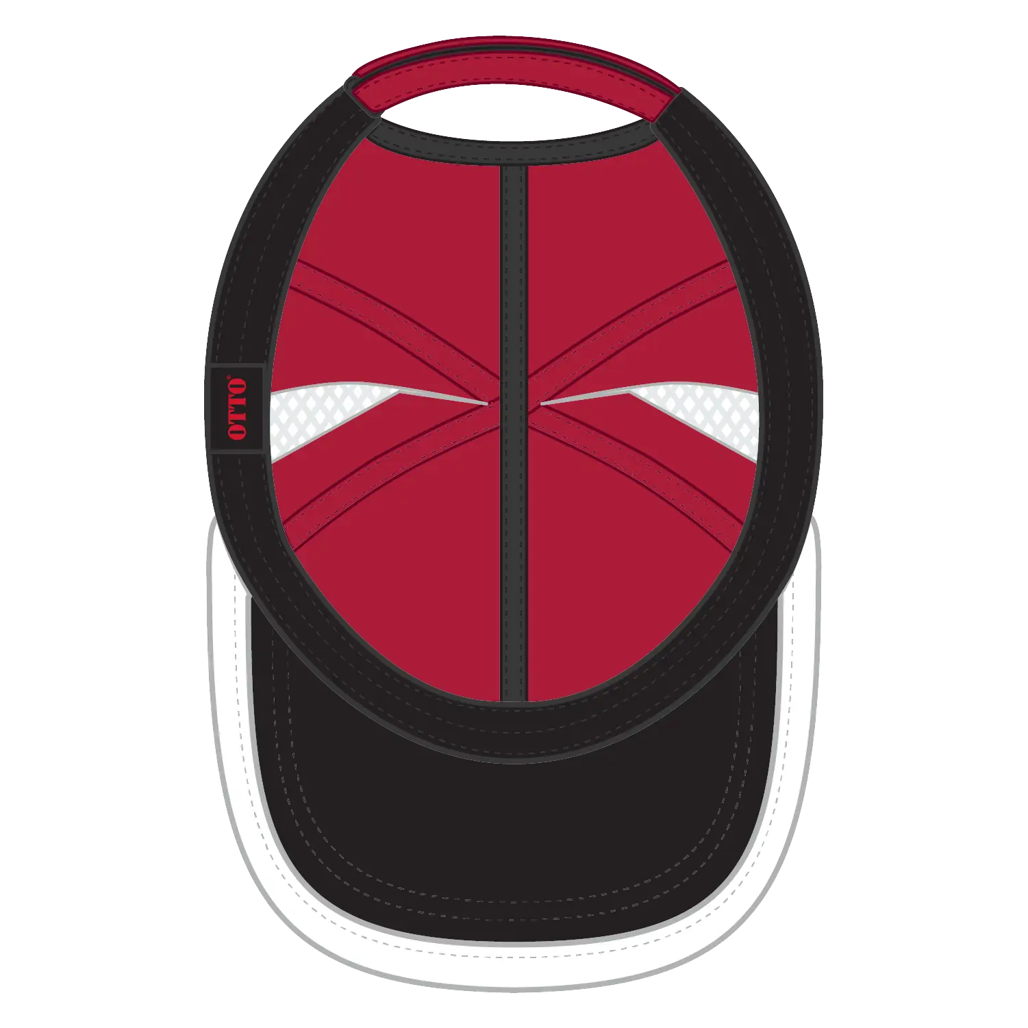 OTTO 133-1254 Upf 50+ 6 Panel Running Cap - Red/Wht - Red/Wht / 6 1/2’’ - 7 5/8’’