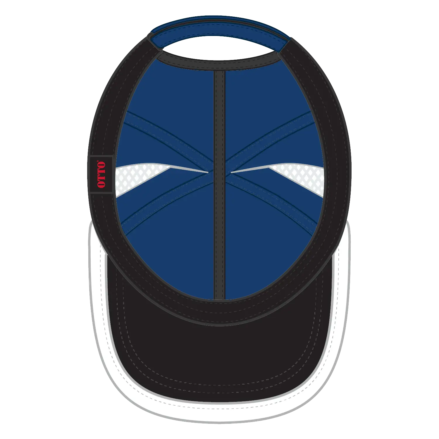 OTTO 133-1254 Upf 50+ 6 Panel Running Cap - Ryl/Wht - Ryl/Wht / 6 1/2’’ - 7 5/8’’