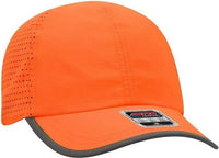 OTTO 133-1258 6 Panel Textured Polyester Pongee with Mesh Inserts Reflective Sandwich Visor Running Cap - Neon Orange