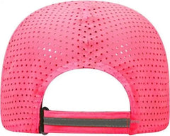 OTTO 133-1258 6 Panel Textured Polyester Pongee with Mesh Inserts Reflective Sandwich Visor Running Cap - Neon Pink