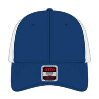 OTTO 135-1 ’OTTO Flex’ Fitted 6 Panel Low Profile Mesh Back Trucker Cap - Ryl/Wht - Ryl/Wht / 7 3/8’’ - 7 5/8’’