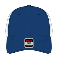 OTTO 135-1 ’OTTO Flex’ Fitted 6 Panel Low Profile Mesh Back Trucker Cap - Ryl/Wht - Ryl/Wht / 7 3/8’’ - 7 5/8’’