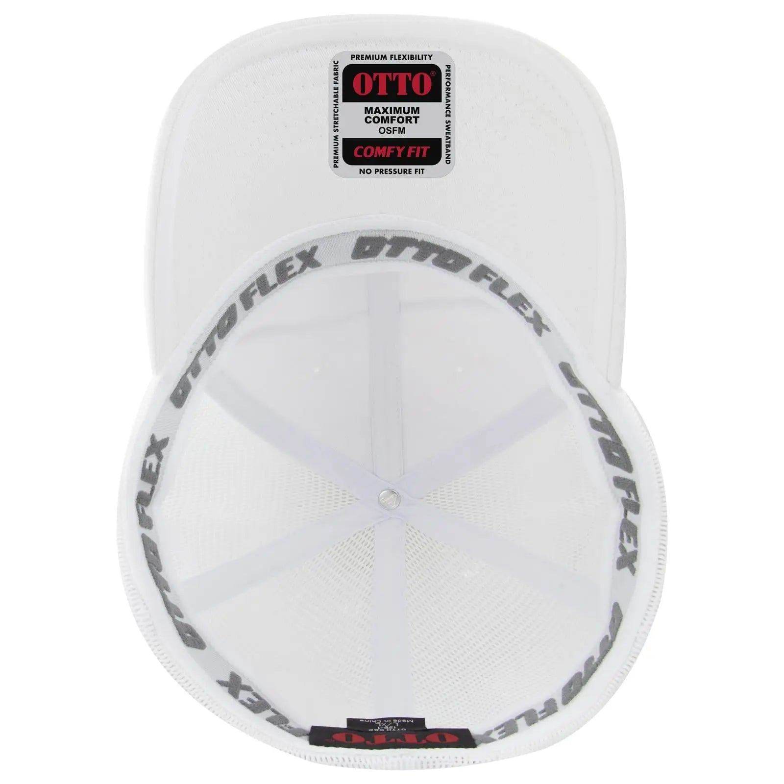 OTTO 135-1 ’OTTO Flex’ Fitted 6 Panel Low Profile Mesh Back Trucker Cap - White