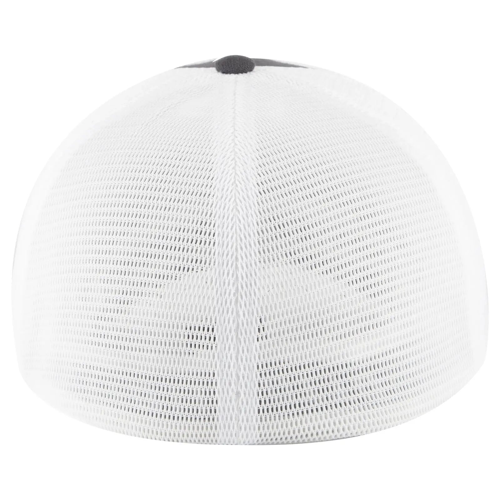 OTTO 135-1 ’OTTO Flex’ Fitted 6 Panel Low Profile Mesh Back Trucker Cap - Ch.Gry/Wht