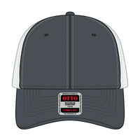 OTTO 135-1 ’OTTO Flex’ Fitted 6 Panel Low Profile Mesh Back Trucker Cap - Ch.Gry/Wht - Ch.Gry/Wht / 7 3/8’’ - 7 5/8’’