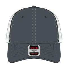 OTTO 135-1 ’OTTO Flex’ Fitted 6 Panel Low Profile Mesh Back Trucker Cap - Ch.Gry/Wht - Ch.Gry/Wht / 7 3/8’’ - 7 5/8’’
