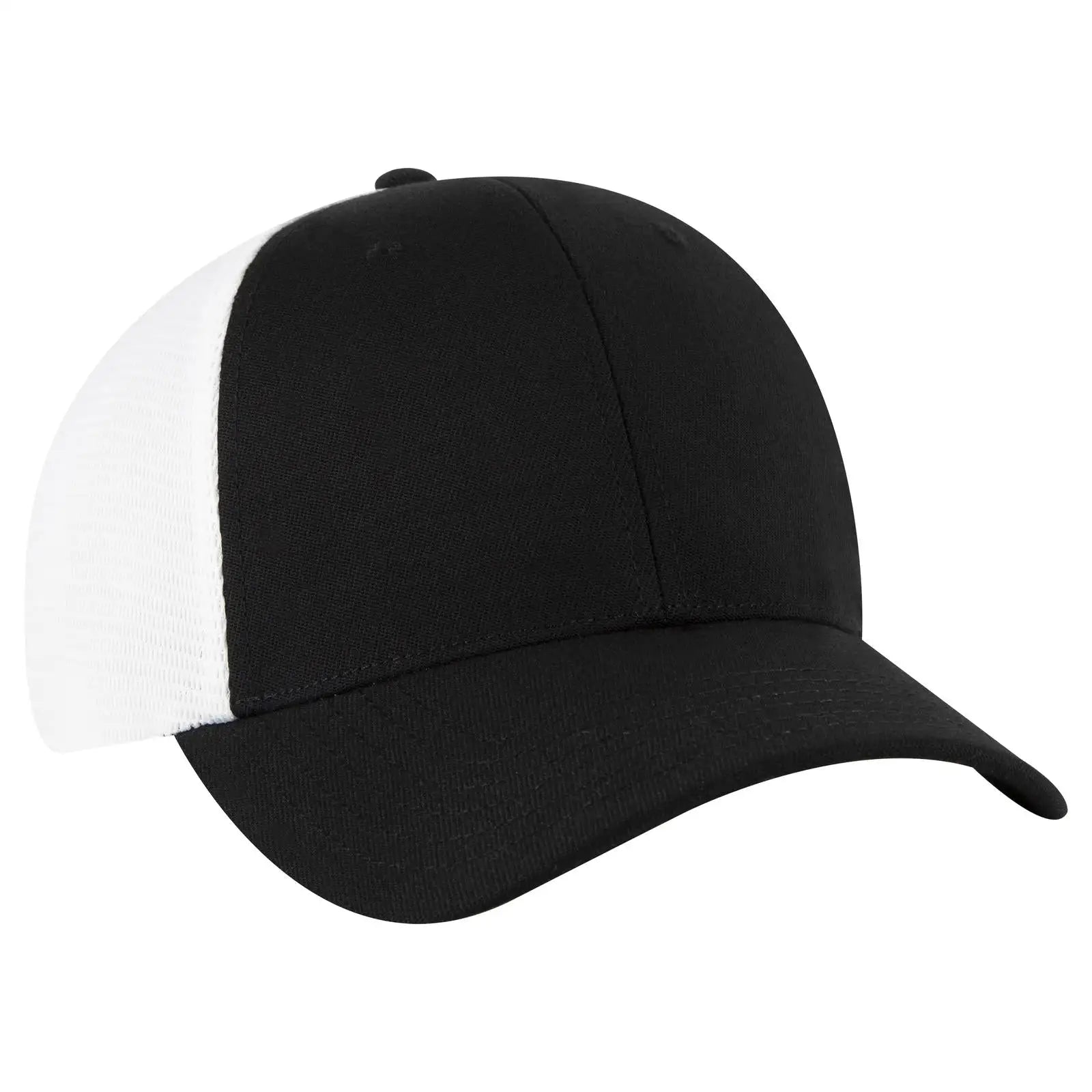 OTTO 135-1 ’OTTO Flex’ Fitted 6 Panel Low Profile Mesh Back Trucker Cap - Blk/Wht
