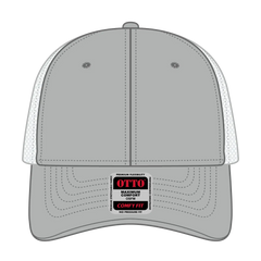 OTTO 135-1 ’OTTO Flex’ Fitted 6 Panel Low Profile Mesh Back Trucker Cap - Gry/Wht - Gry/Wht / 7 3/8’’ - 7 5/8’’