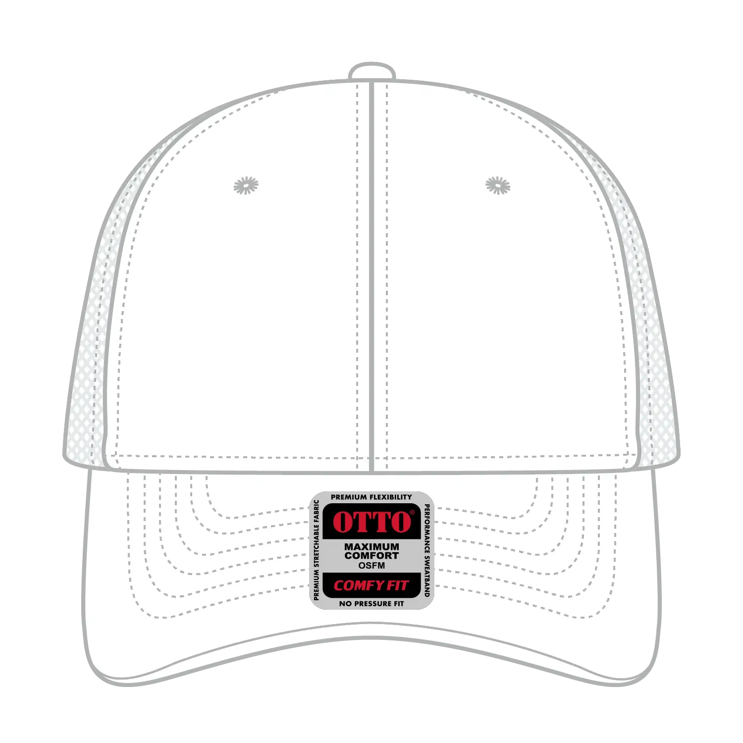 OTTO 135-1 ’OTTO Flex’ Fitted 6 Panel Low Profile Mesh Back Trucker Cap - White - White / 7 3/8’’ - 7 5/8’’