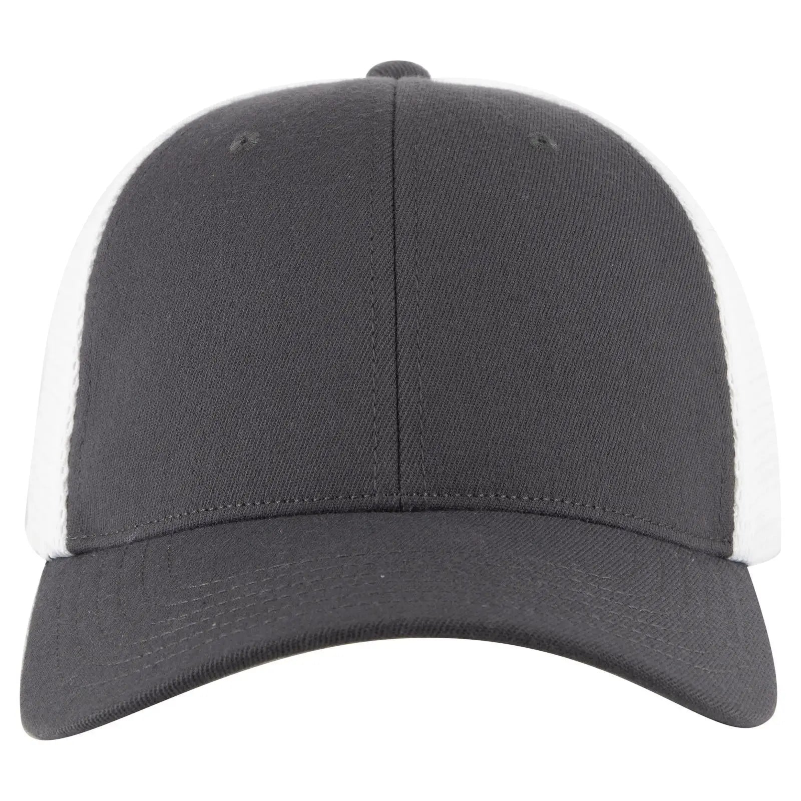 OTTO 135-1 ’OTTO Flex’ Fitted 6 Panel Low Profile Mesh Back Trucker Cap - Ch.Gry/Wht