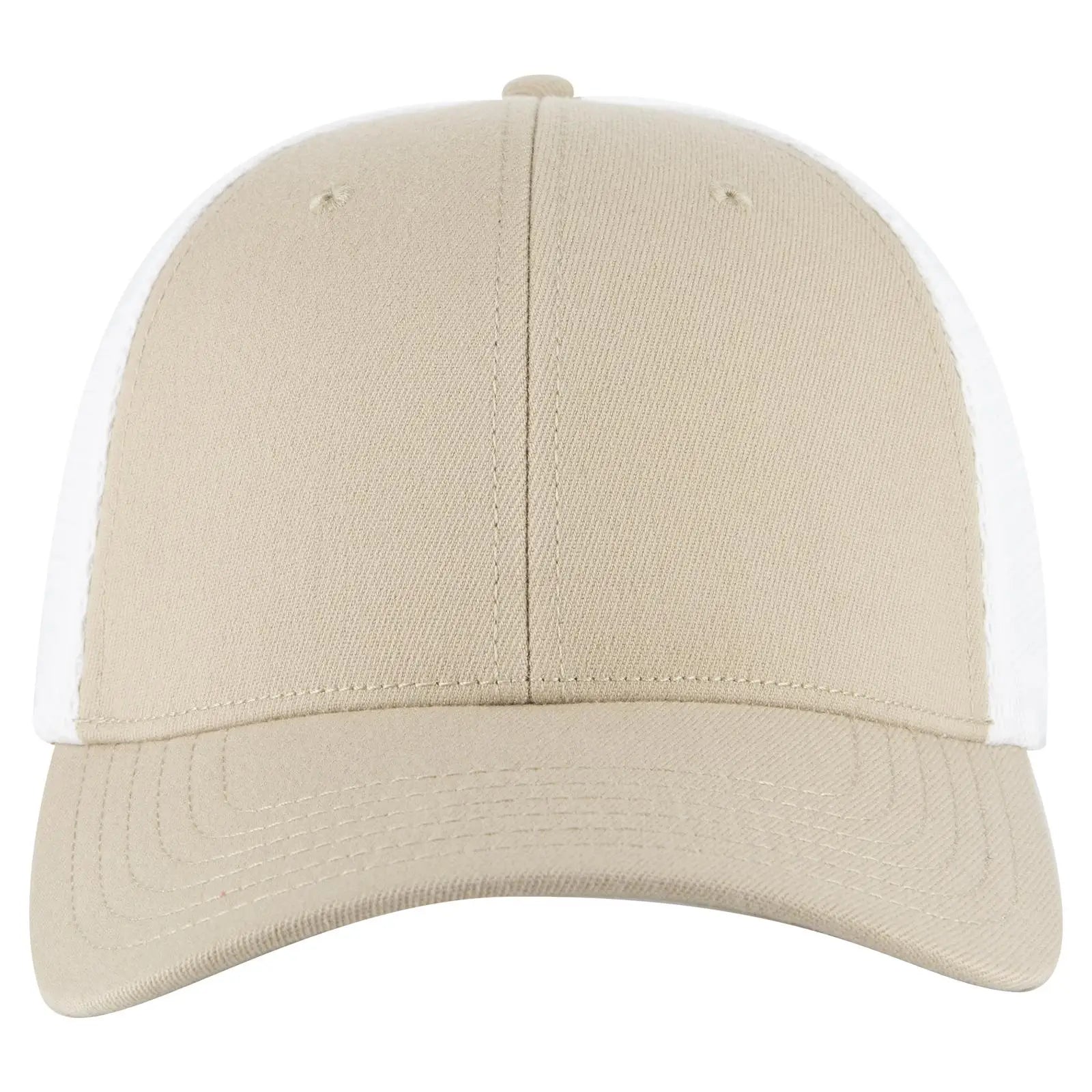 OTTO 135-1 ’OTTO Flex’ Fitted 6 Panel Low Profile Mesh Back Trucker Cap - Kha/Wht
