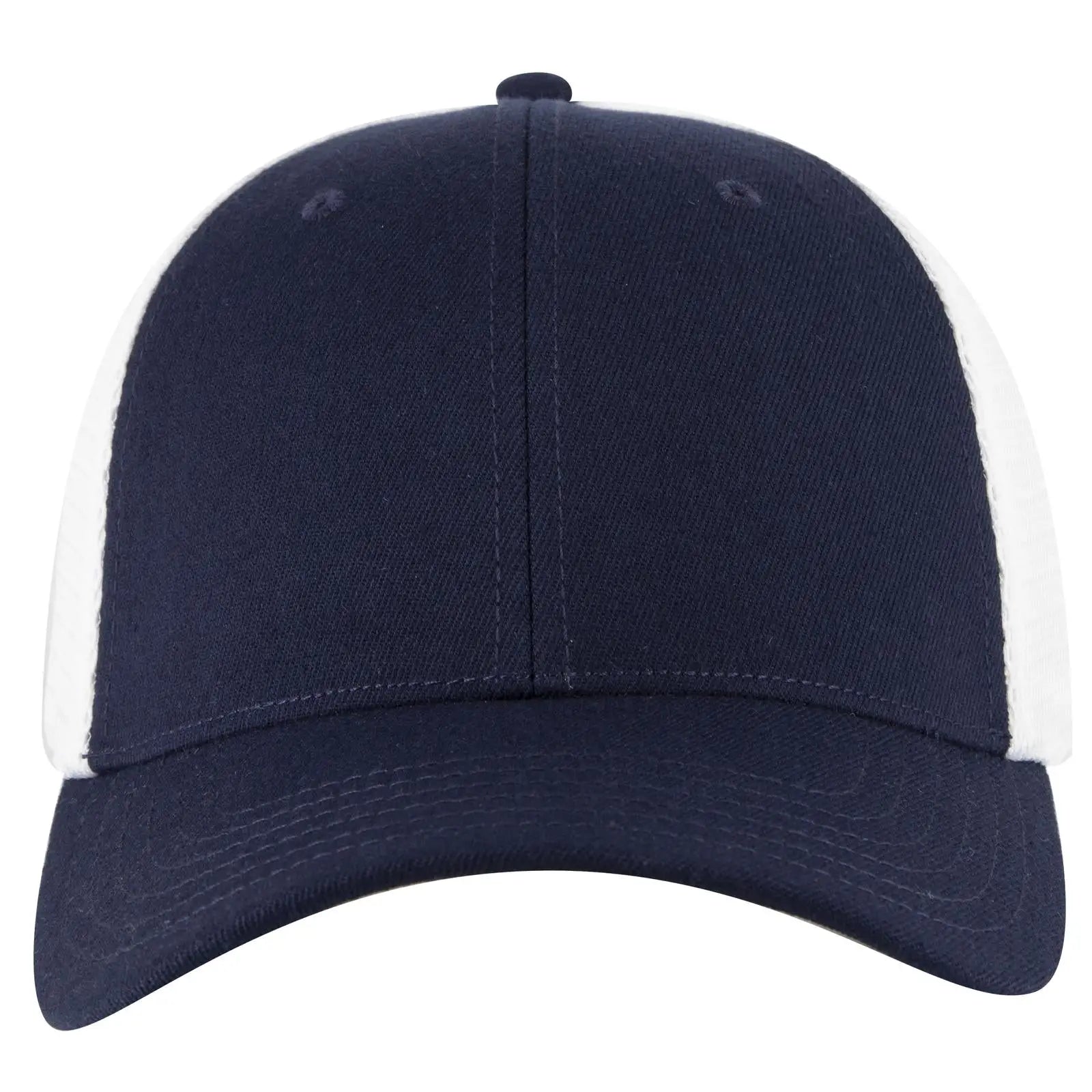 OTTO 135-1 ’OTTO Flex’ Fitted 6 Panel Low Profile Mesh Back Trucker Cap - Nvy/Wht