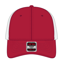 OTTO 135-1 ’OTTO Flex’ Fitted 6 Panel Low Profile Mesh Back Trucker Cap - Red/Wht - Red/Wht / 7 3/8’’ - 7 5/8’’