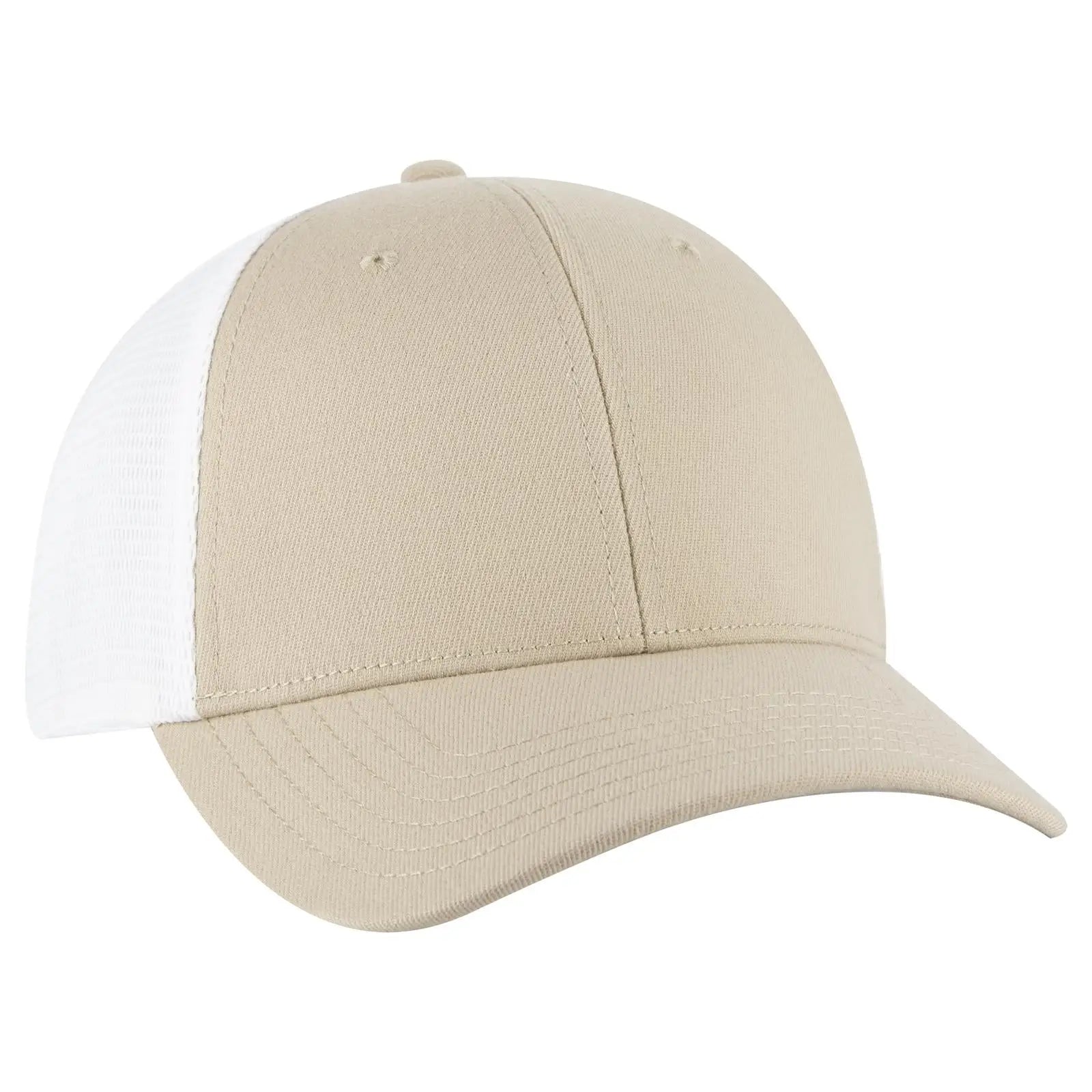 OTTO 135-1 ’OTTO Flex’ Fitted 6 Panel Low Profile Mesh Back Trucker Cap - Kha/Wht