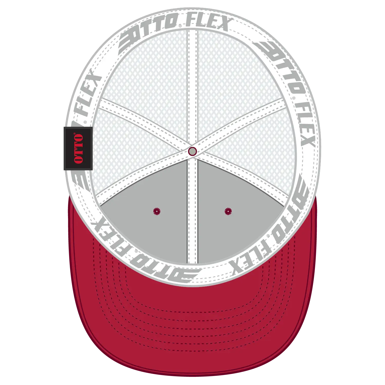 OTTO 135-1 ’OTTO Flex’ Fitted 6 Panel Low Profile Mesh Back Trucker Cap - Red/Wht
