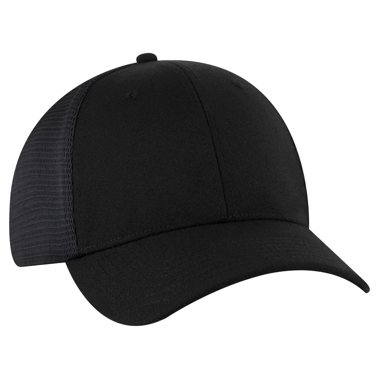 OTTO 135-1 ’OTTO Flex’ Fitted 6 Panel Low Profile Mesh Back Trucker Cap - Black