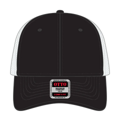 OTTO 135-1 ’OTTO Flex’ Fitted 6 Panel Low Profile Mesh Back Trucker Cap - Blk/Wht - Blk/Wht / 7 3/8’’ - 7 5/8’’