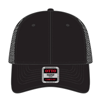 OTTO 135-1 ’OTTO Flex’ Fitted 6 Panel Low Profile Mesh Back Trucker Cap - Black - Black / 7 3/8’’ - 7 5/8’’