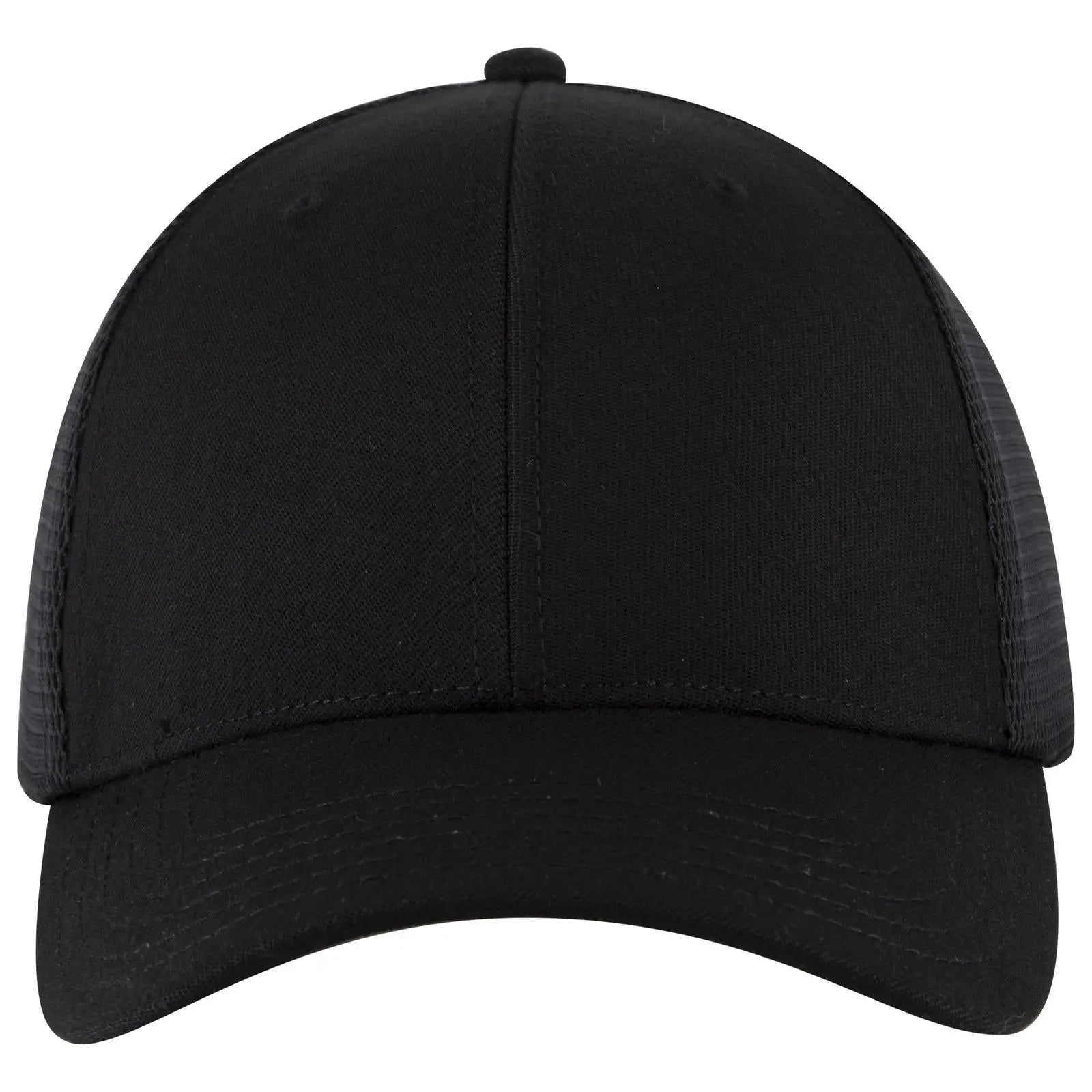 OTTO 135-1 ’OTTO Flex’ Fitted 6 Panel Low Profile Mesh Back Trucker Cap - Black