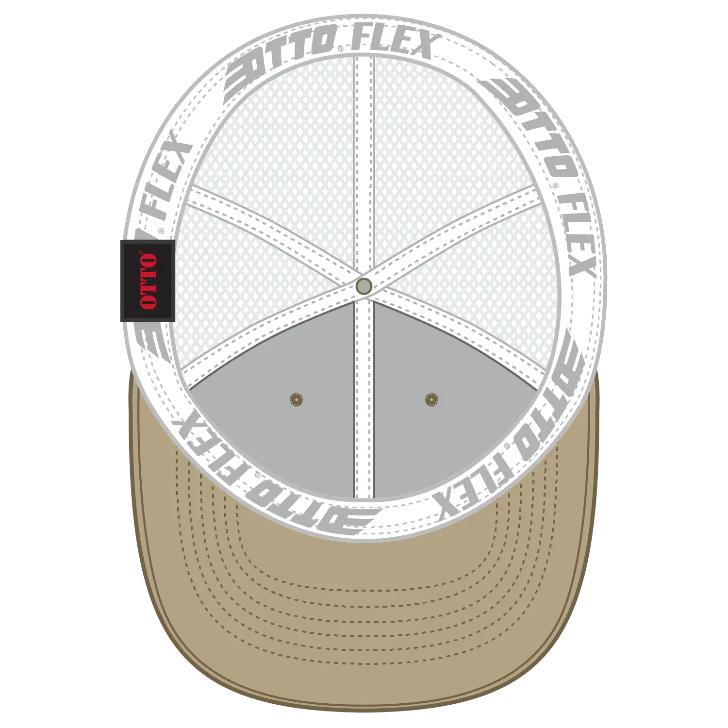OTTO 135-1 ’OTTO Flex’ Fitted 6 Panel Low Profile Mesh Back Trucker Cap - Kha/Wht