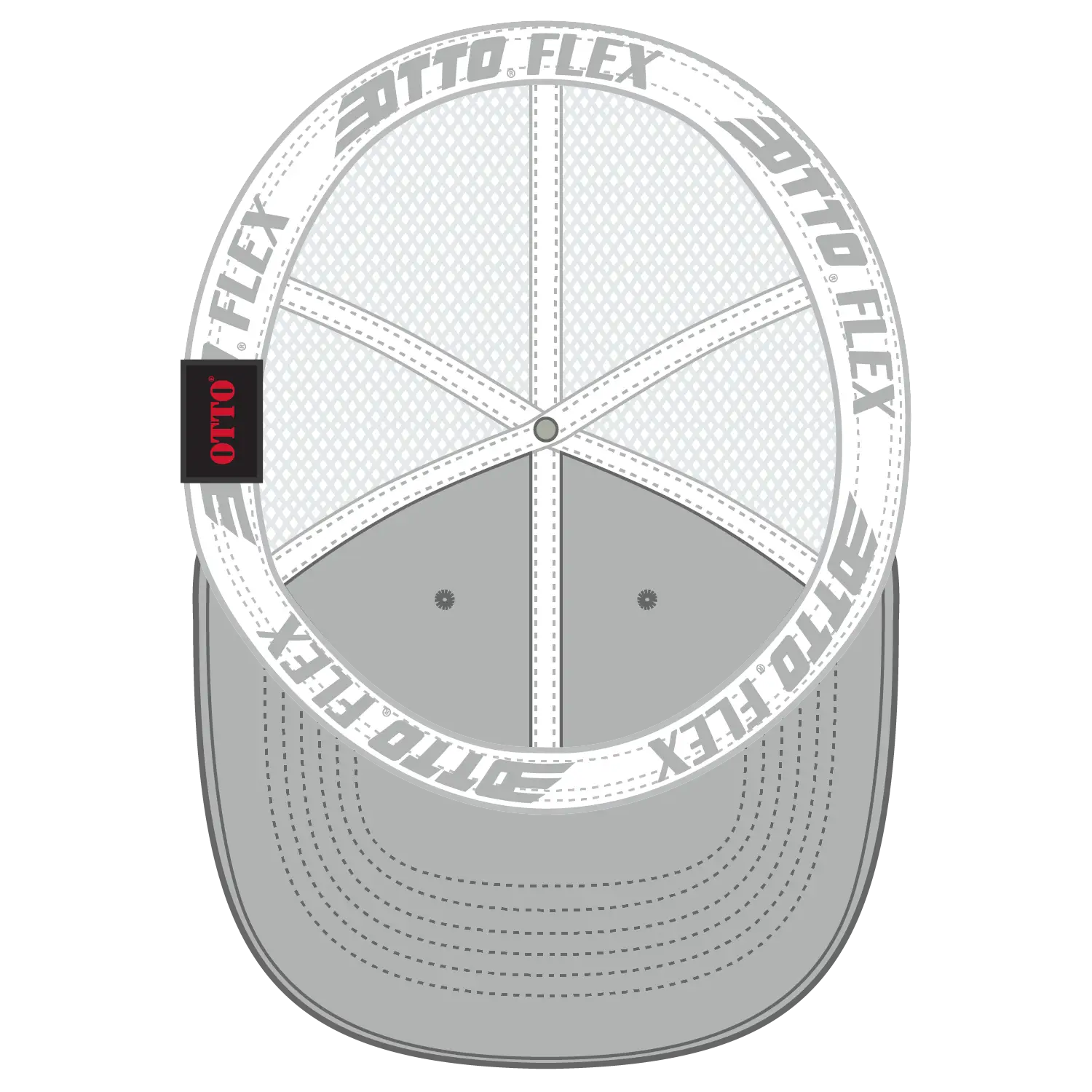 OTTO 135-1 ’OTTO Flex’ Fitted 6 Panel Low Profile Mesh Back Trucker Cap - Gry/Wht