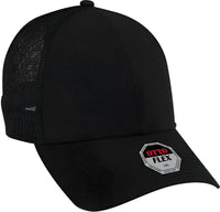 OTTO 135-1230 Flex 6 Panel Low Profile Mesh Back Style Cap - Black - Black / S/M