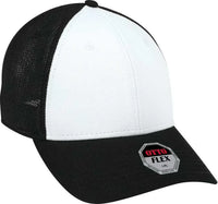 OTTO 135 1230 Flex 6 Panel Low Profile Mesh Back Style Cap Black White Black Black White / S/M