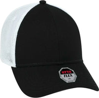 OTTO 135-1230 Flex 6 Panel Low Profile Mesh Back Style Cap - Black Black White - Black White / S/M