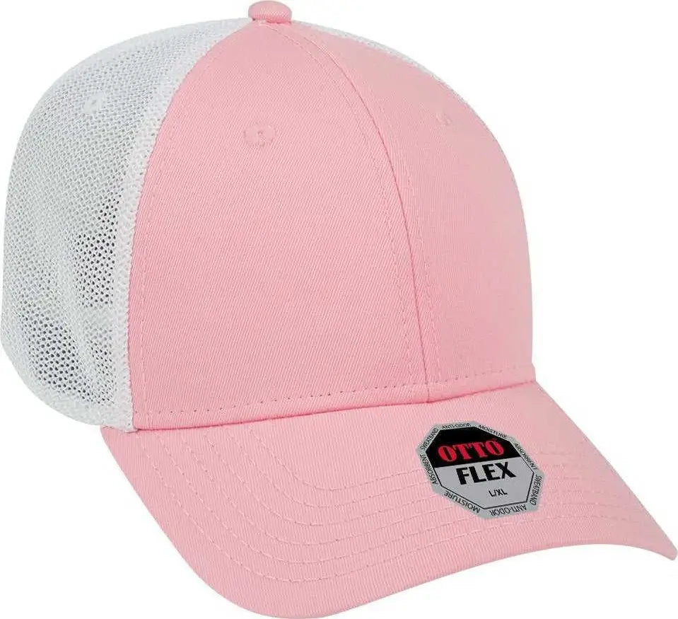 OTTO 135-1230 Flex 6 Panel Low Profile Mesh Back Style Cap - Pnk Pnk White - Pink White / S/M