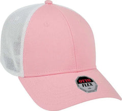 OTTO 135-1230 Flex 6 Panel Low Profile Mesh Back Style Cap - Pnk Pnk White - Pink White / S/M
