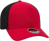 OTTO 135-1230 Flex 6 Panel Low Profile Mesh Back Style Cap - Red Red Black - Red Black / L/XL