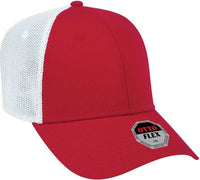 OTTO 135-1230 Flex 6 Panel Low Profile Mesh Back Style Cap - Red Red White - Red White / S/M