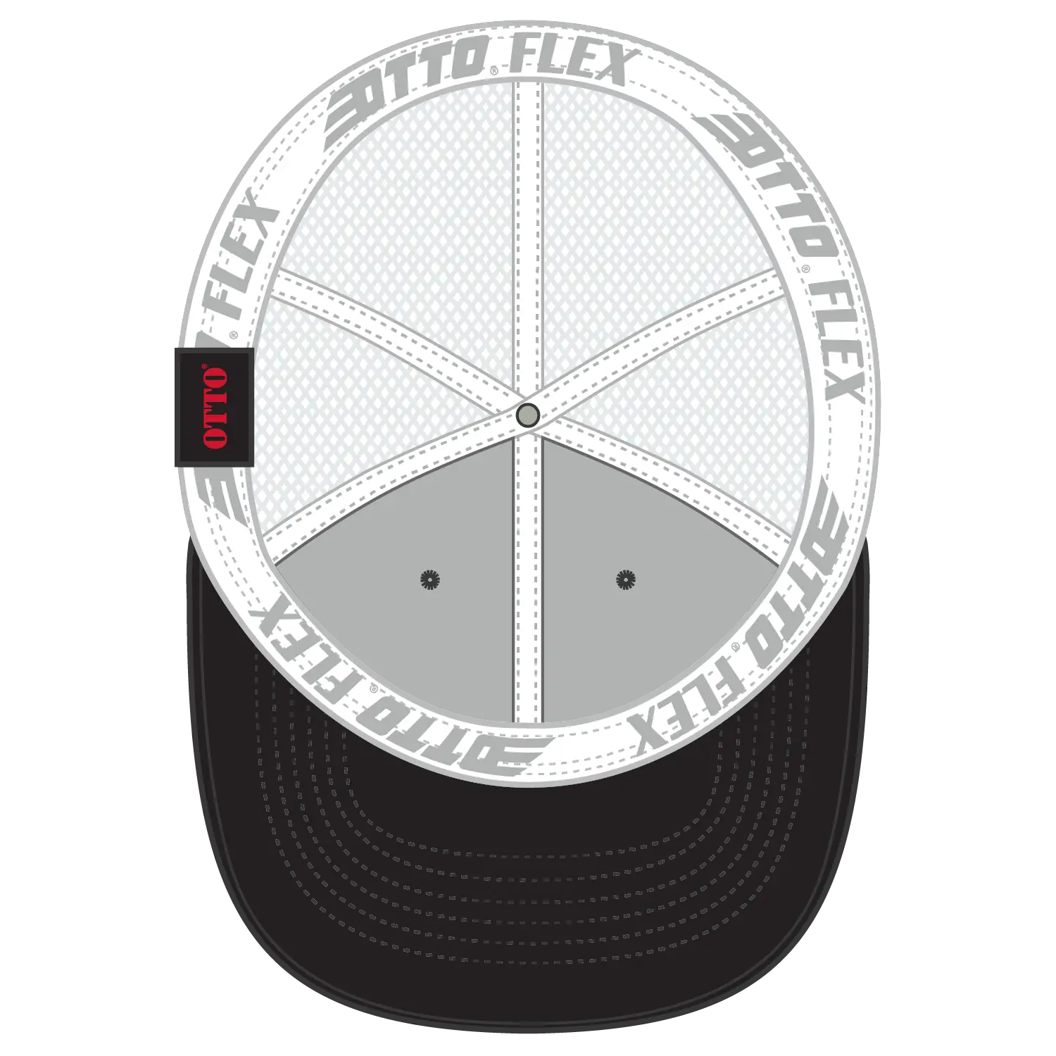 OTTO 135-1230 ’OTTO Flex’ Fitted 6 Panel Low Profile Mesh Back Trucker Cap - Blk/Blk/Wht
