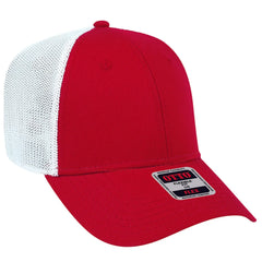 OTTO 135-1230 ’OTTO Flex’ Fitted 6 Panel Low Profile Mesh Back Trucker Cap - Red/Red/Wht