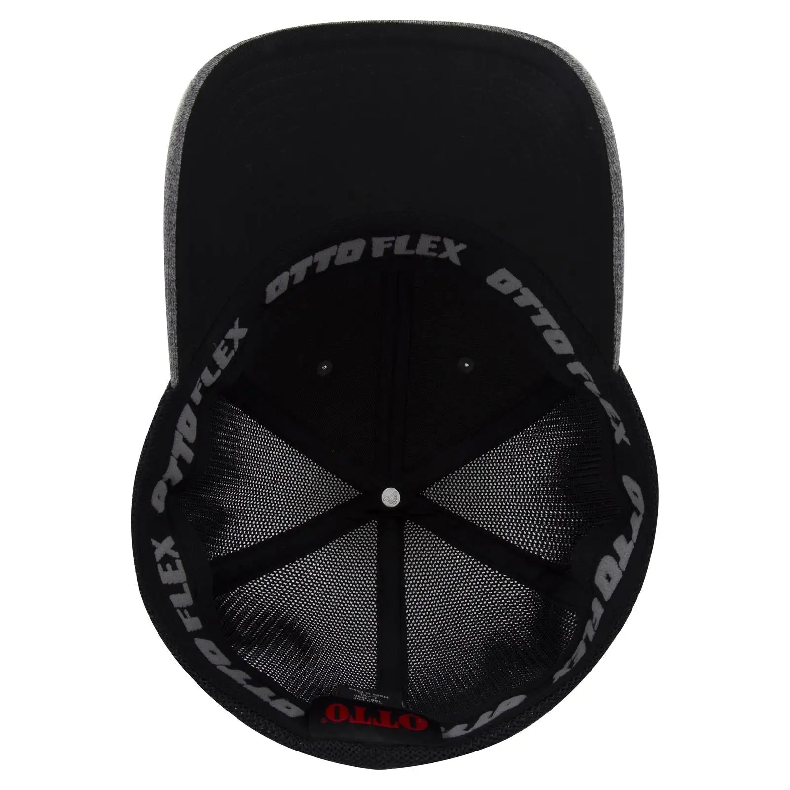 OTTO 135-1230 ’OTTO Flex’ Fitted 6 Panel Low Profile Mesh Back Trucker Cap - Ht.Blk/Blk