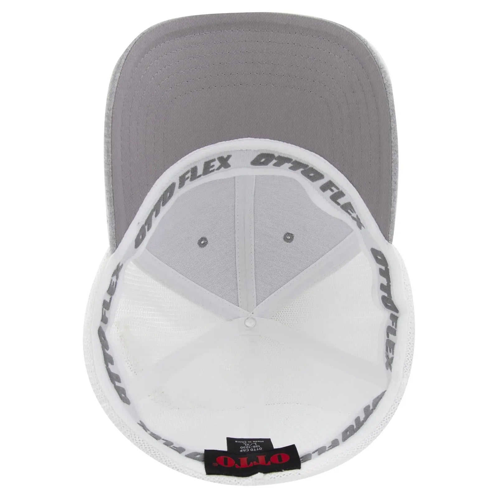 OTTO 135-1230 ’OTTO Flex’ Fitted 6 Panel Low Profile Mesh Back Trucker Cap - Ht.Gry/Wht - Ht.Gry/Wht / 7’’ - 7 1/4’’