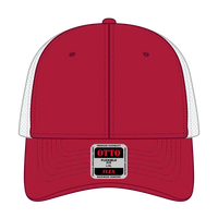 OTTO 135-1230 ’OTTO Flex’ Fitted 6 Panel Low Profile Mesh Back Trucker Cap - Red/Red/Wht - Red/Red/Wht / 7 3/8’’ - 7