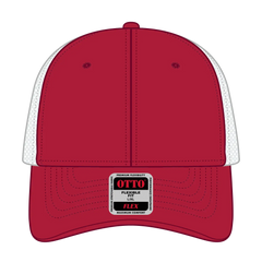 OTTO 135-1230 ’OTTO Flex’ Fitted 6 Panel Low Profile Mesh Back Trucker Cap - Red/Red/Wht - Red/Red/Wht / 7 3/8’’ - 7