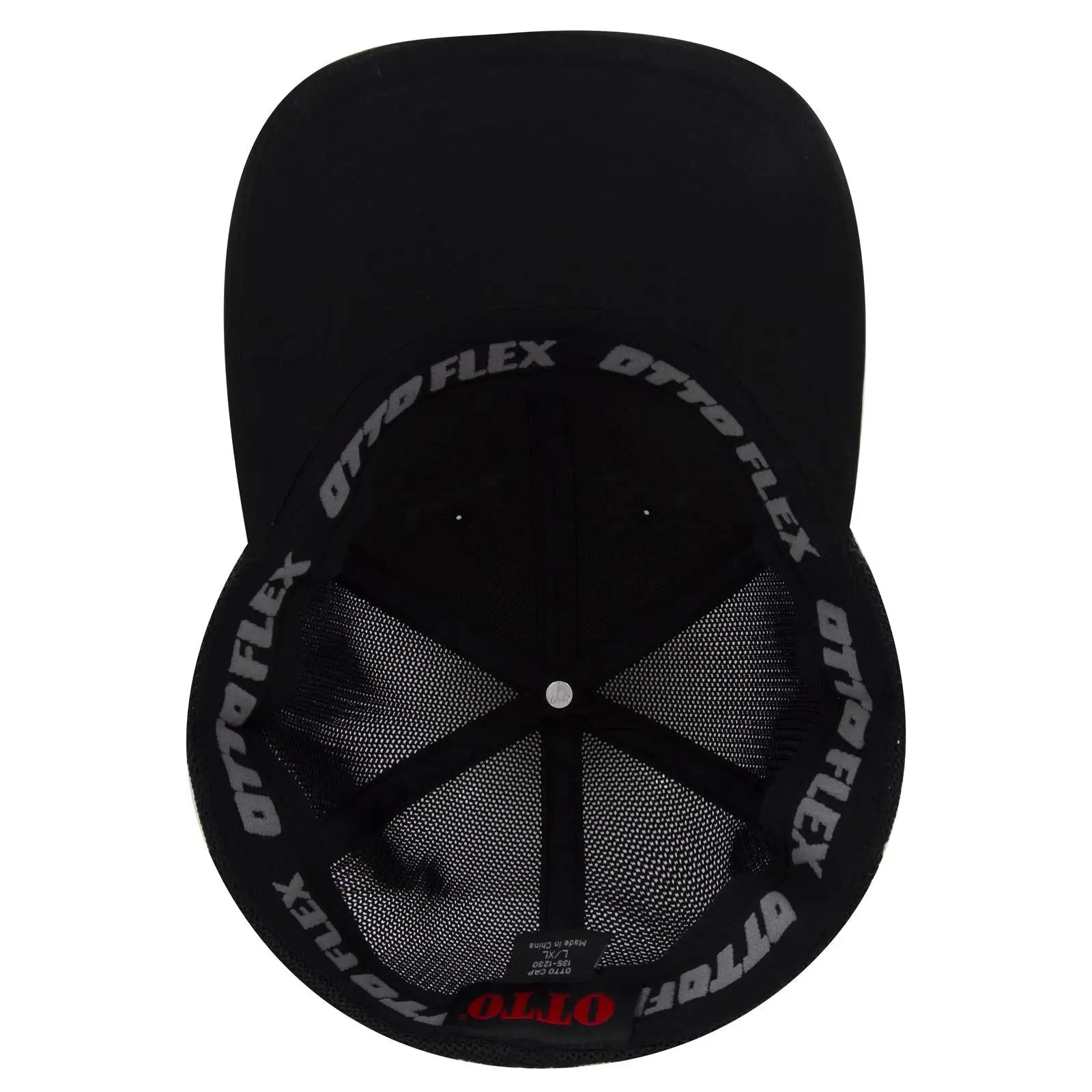 OTTO 135-1230 ’OTTO Flex’ Fitted 6 Panel Low Profile Mesh Back Trucker Cap - Black