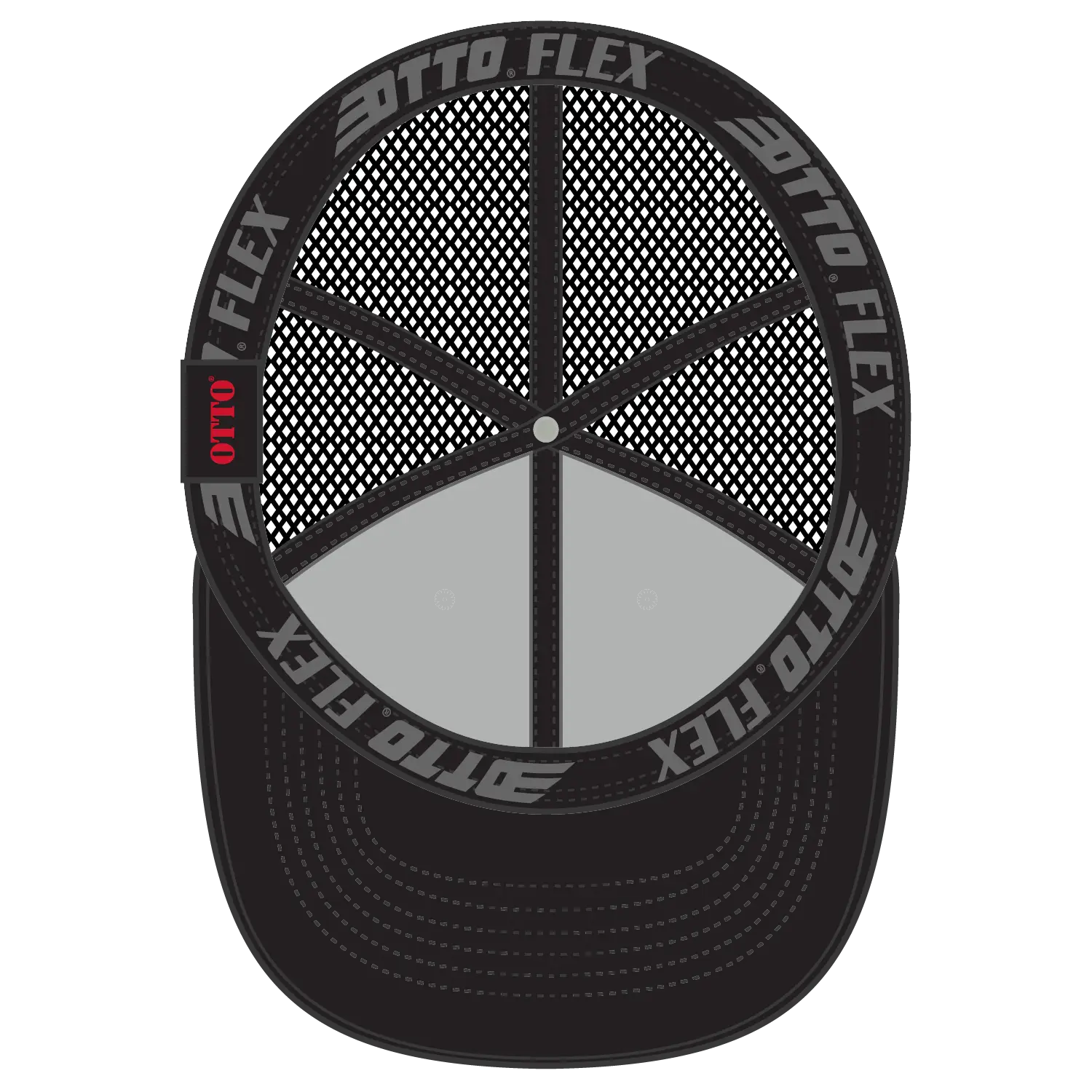 OTTO 135-1230 ’OTTO Flex’ Fitted 6 Panel Low Profile Mesh Back Trucker Cap - Blk/Wht/Blk