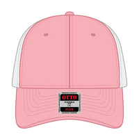 OTTO 135-1230 ’OTTO Flex’ Fitted 6 Panel Low Profile Mesh Back Trucker Cap - Pnk/Pnk/Wht - Pnk/Pnk/Wht / 7 3/8’’ - 7