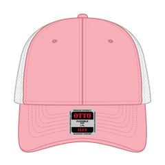 OTTO 135-1230 ’OTTO Flex’ Fitted 6 Panel Low Profile Mesh Back Trucker Cap - Pnk/Pnk/Wht - Pnk/Pnk/Wht / 7 3/8’’ - 7