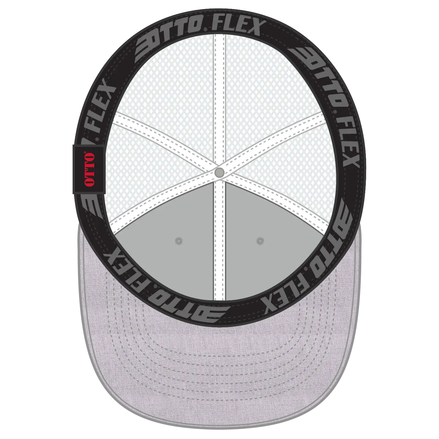 OTTO 135-1230 ’OTTO Flex’ Fitted 6 Panel Low Profile Mesh Back Trucker Cap - Ht.Gry/Wht - Ht.Gry/Wht / 7’’ - 7 1/4’’