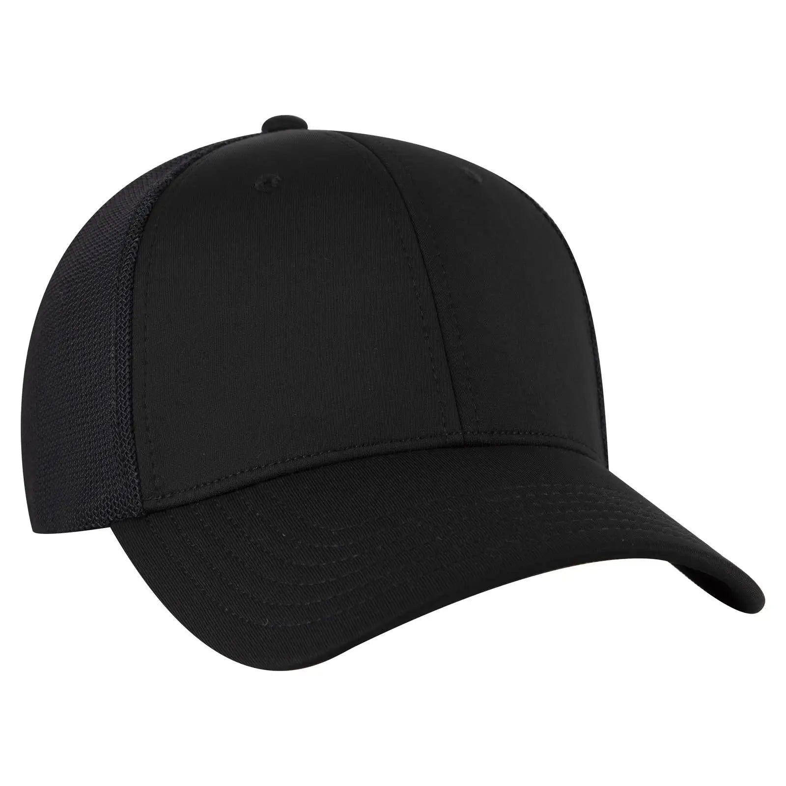 OTTO 135-1230 ’OTTO Flex’ Fitted 6 Panel Low Profile Mesh Back Trucker Cap - Black