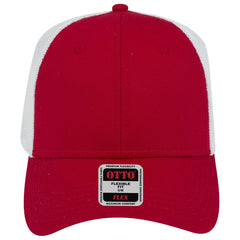 OTTO 135-1230 ’OTTO Flex’ Fitted 6 Panel Low Profile Mesh Back Trucker Cap - Red/Red/Wht