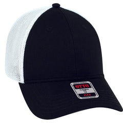OTTO 135-1230 ’OTTO Flex’ Fitted 6 Panel Low Profile Mesh Back Trucker Cap - Blk/Blk/Wht