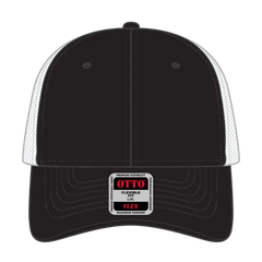 OTTO 135-1230 ’OTTO Flex’ Fitted 6 Panel Low Profile Mesh Back Trucker Cap - Blk/Blk/Wht - Blk/Blk/Wht / 7 3/8’’ - 7