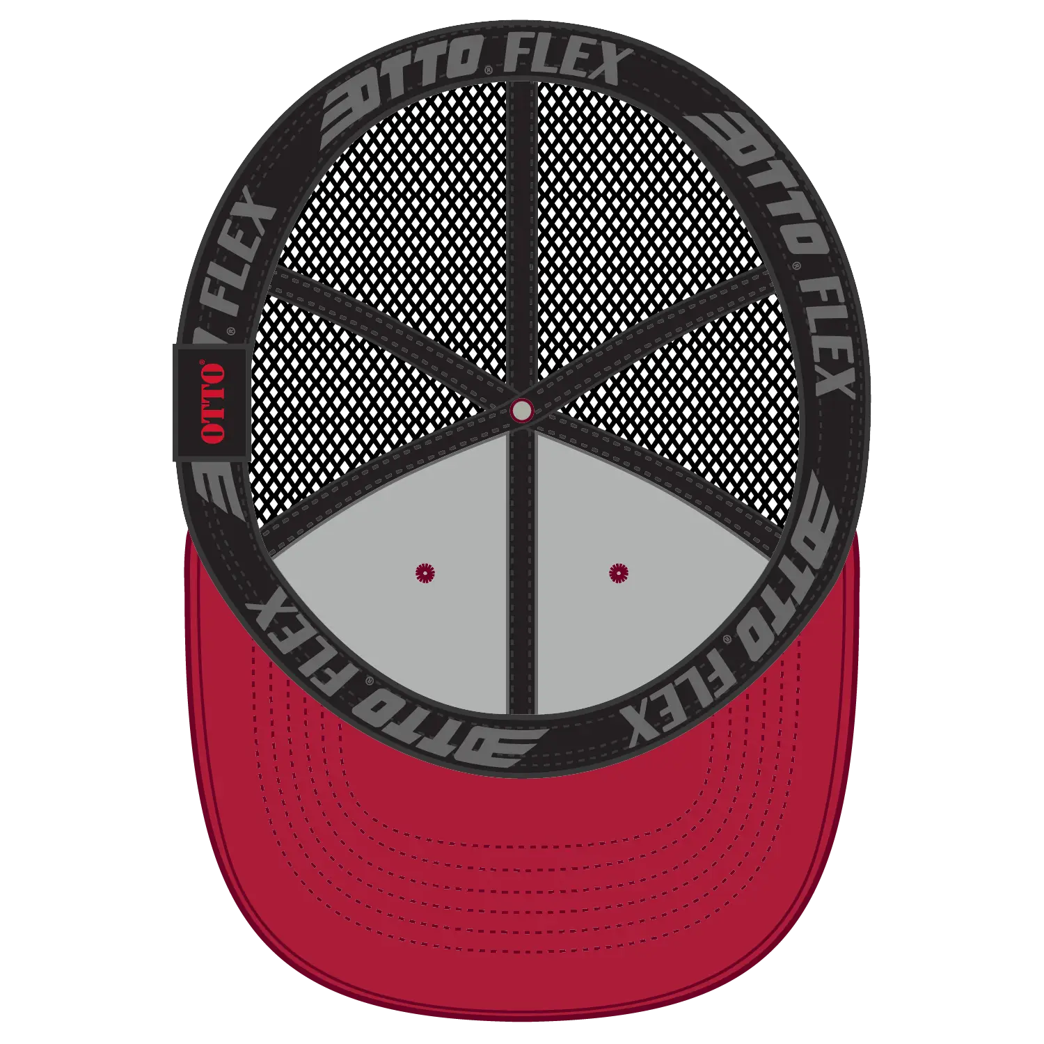 OTTO 135-1230 ’OTTO Flex’ Fitted 6 Panel Low Profile Mesh Back Trucker Cap - Red/Red/Blk